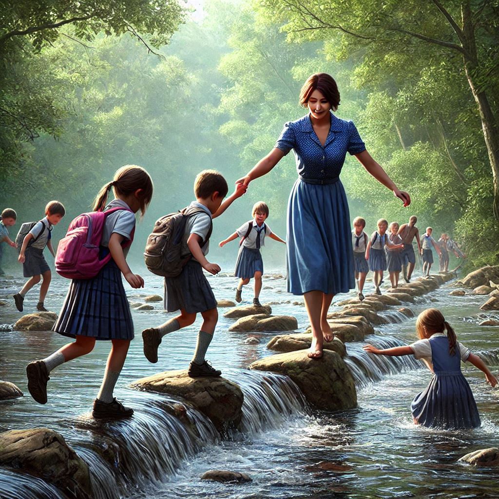 Teacher helps students